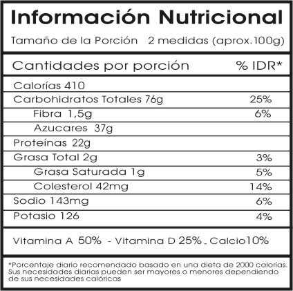 Neolife - Nutrition label